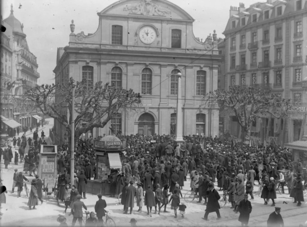Proclamation du choix de Genève comme siège de la Ligue des Nations 1919 - coll. BGE